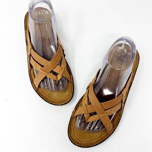 Ugg Lani Criss Cross Strap Leather Wedge Sandals Brown Size 8